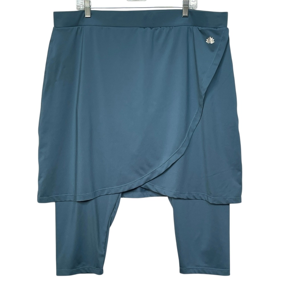 Snoga Athletics Teal Blue Tulip Wrap Skirted Capri Leggings Plus Size 3X Active